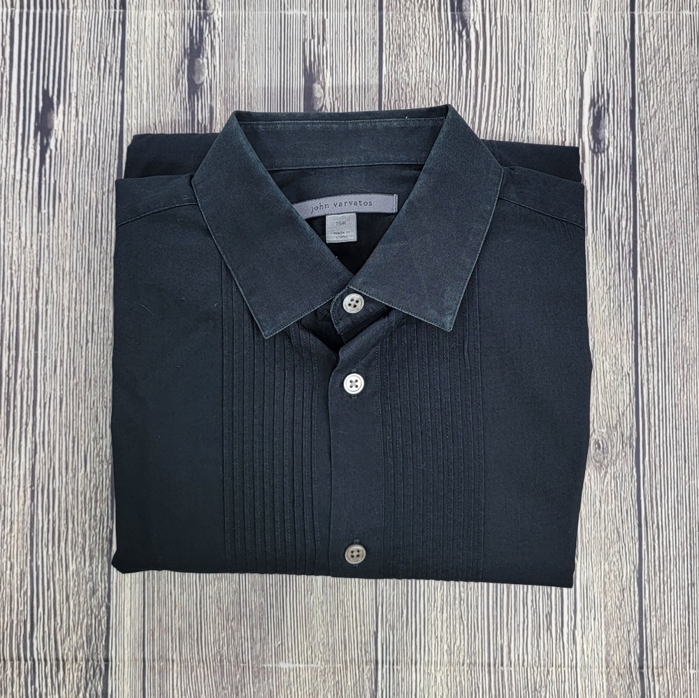 John Varvatos 100% Cotton Stiched Pleat Button Down Shirt